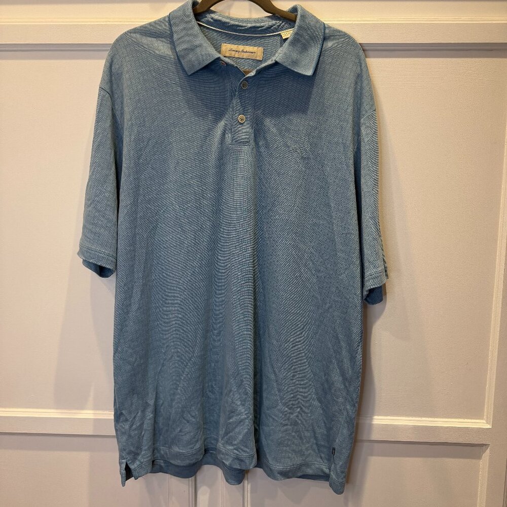 Tommy Bahama Polo Shirt  Mens XL Light Blue  Short Sleeve Polo